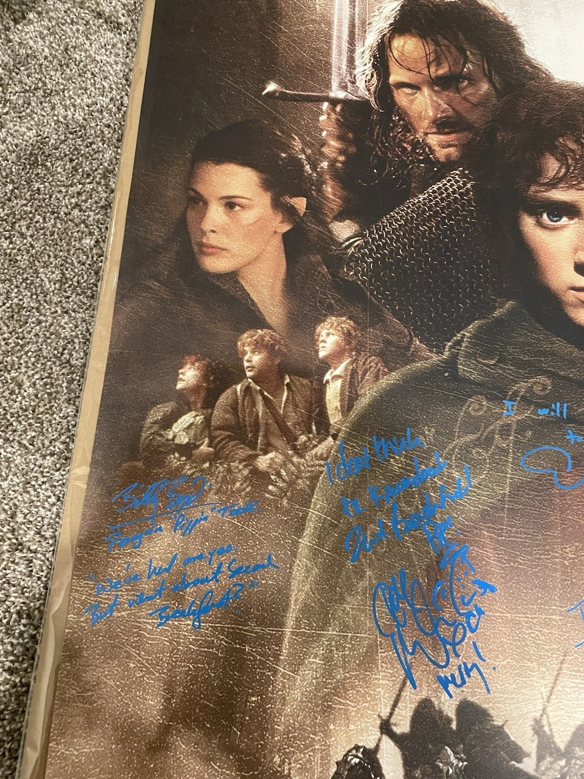 Lord Of The Rings Signed First Movie Poster Autographed Print Rare Elijah Woodx5, изображение 2