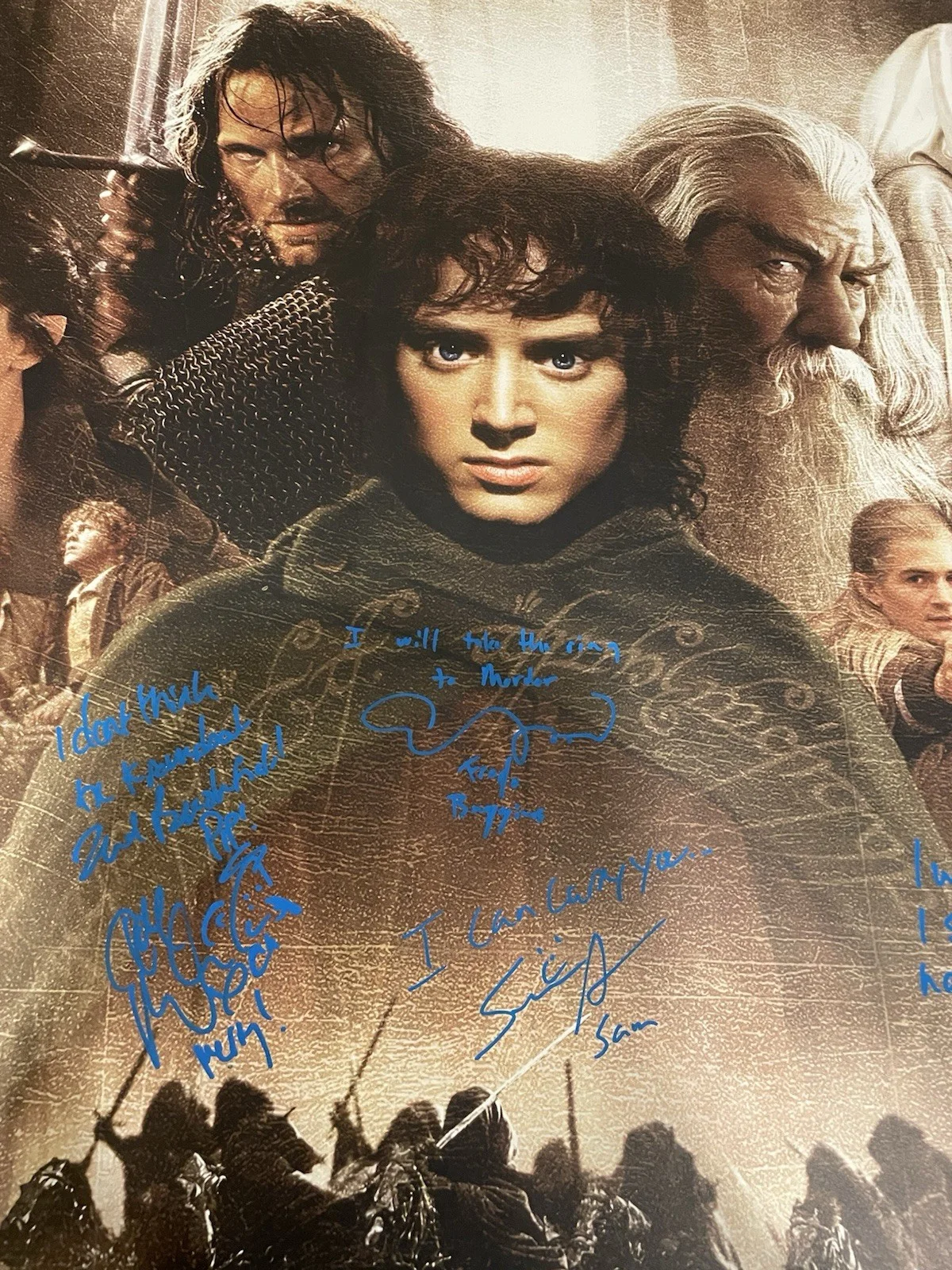 Lord Of The Rings Signed First Movie Poster Autographed Print Rare Elijah Woodx5, изображение 3