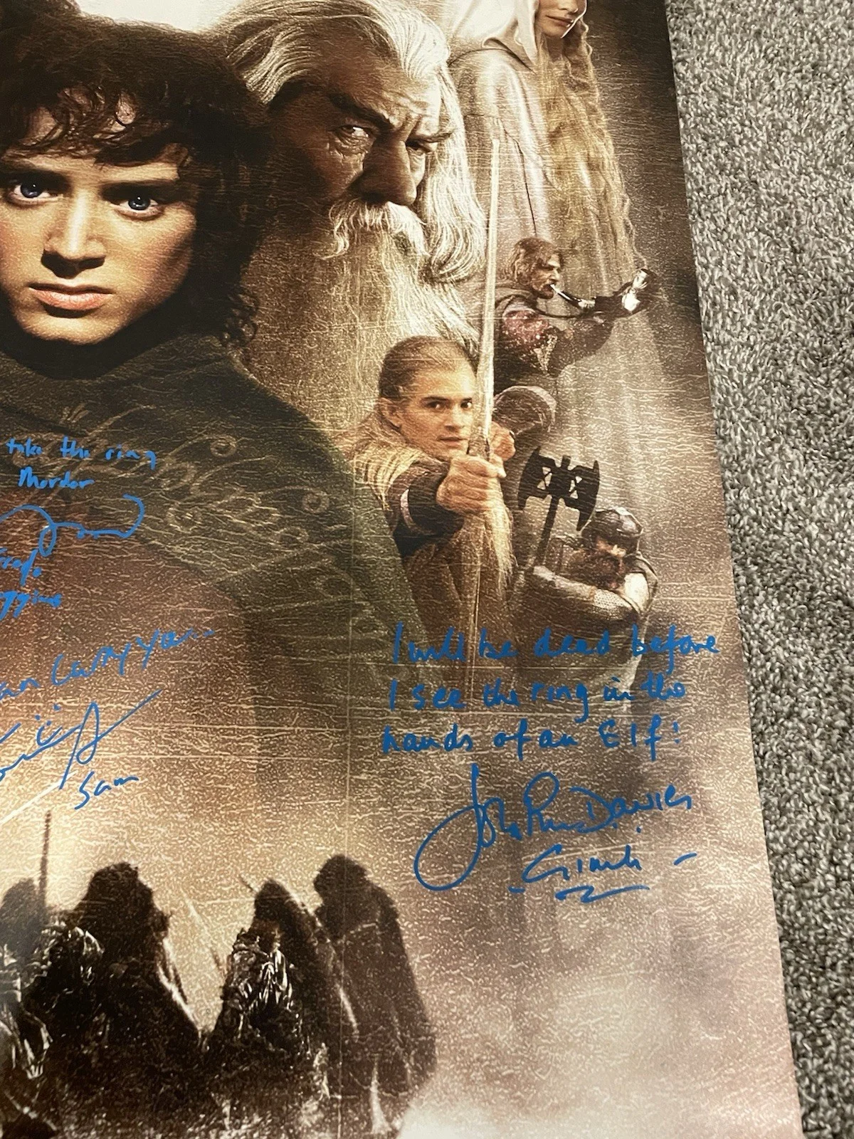 Lord Of The Rings Signed First Movie Poster Autographed Print Rare Elijah Woodx5, изображение 4