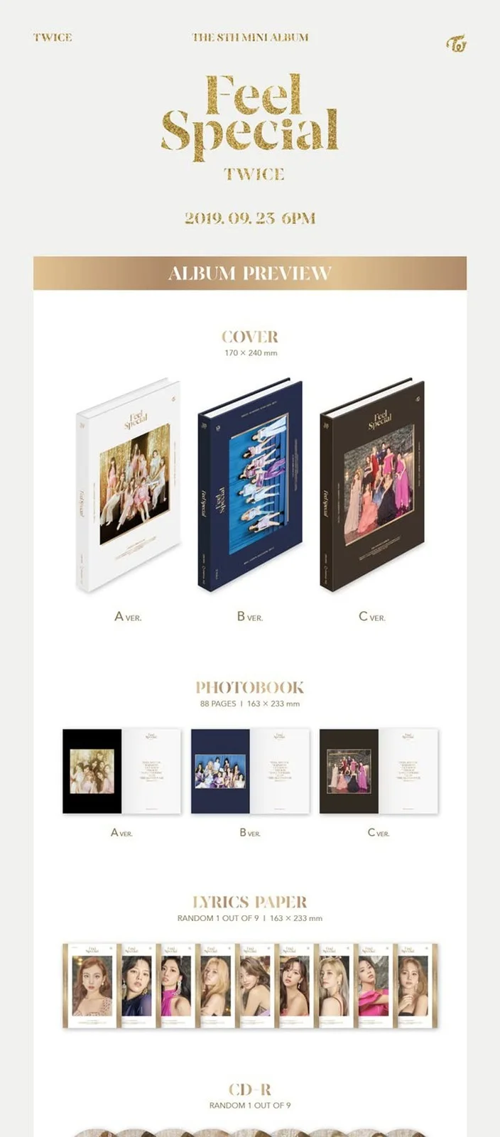 Twice Feel Special 8th Mini Album Random Version CD+88p PhotoBook+1p Lyrics P..., изображение 2