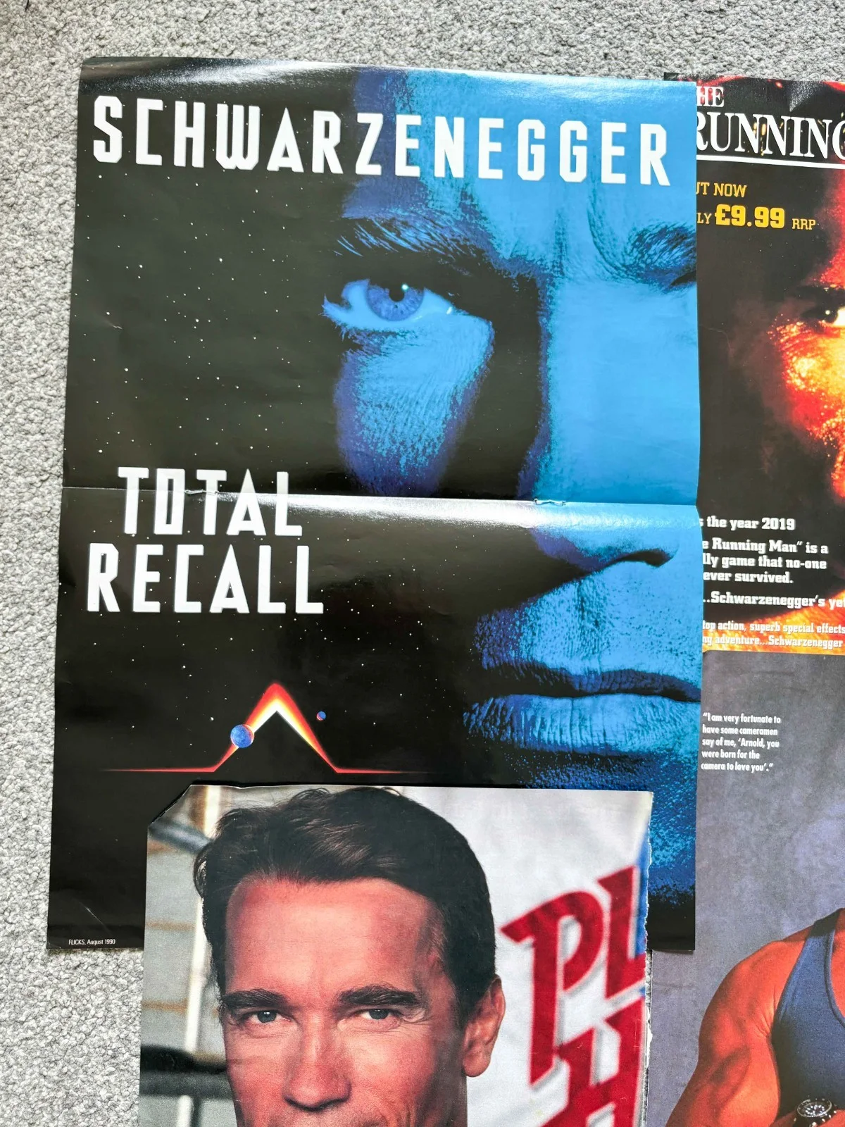 Arnold Schwarzenegger Magazine & Newspaper Clippings & Total Recall Poster, image 4