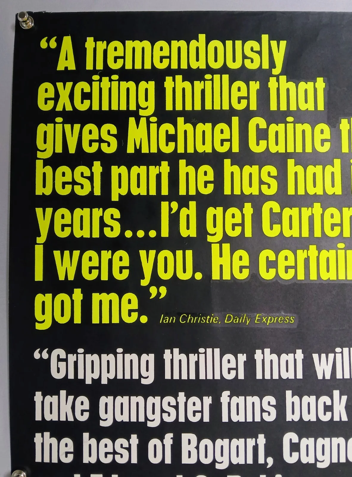 GET CARTER (1971) v.rare ROLLED original UK reviews QUAD POSTER - Michael Caine, изображение 3