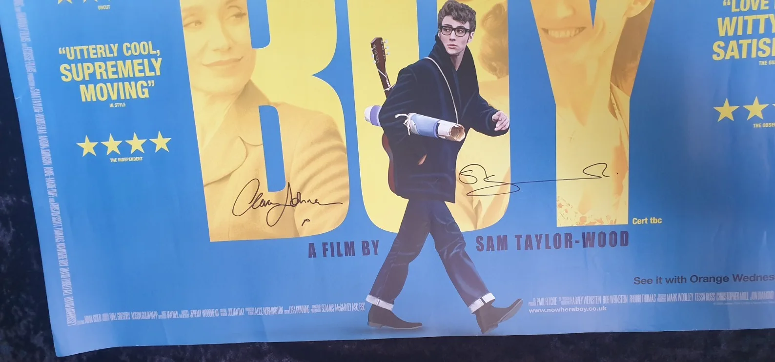 Original UK Quad NOWHERE BOY (2009) DS Signed Aaron Johnson +1 Rolled Poster, image 3