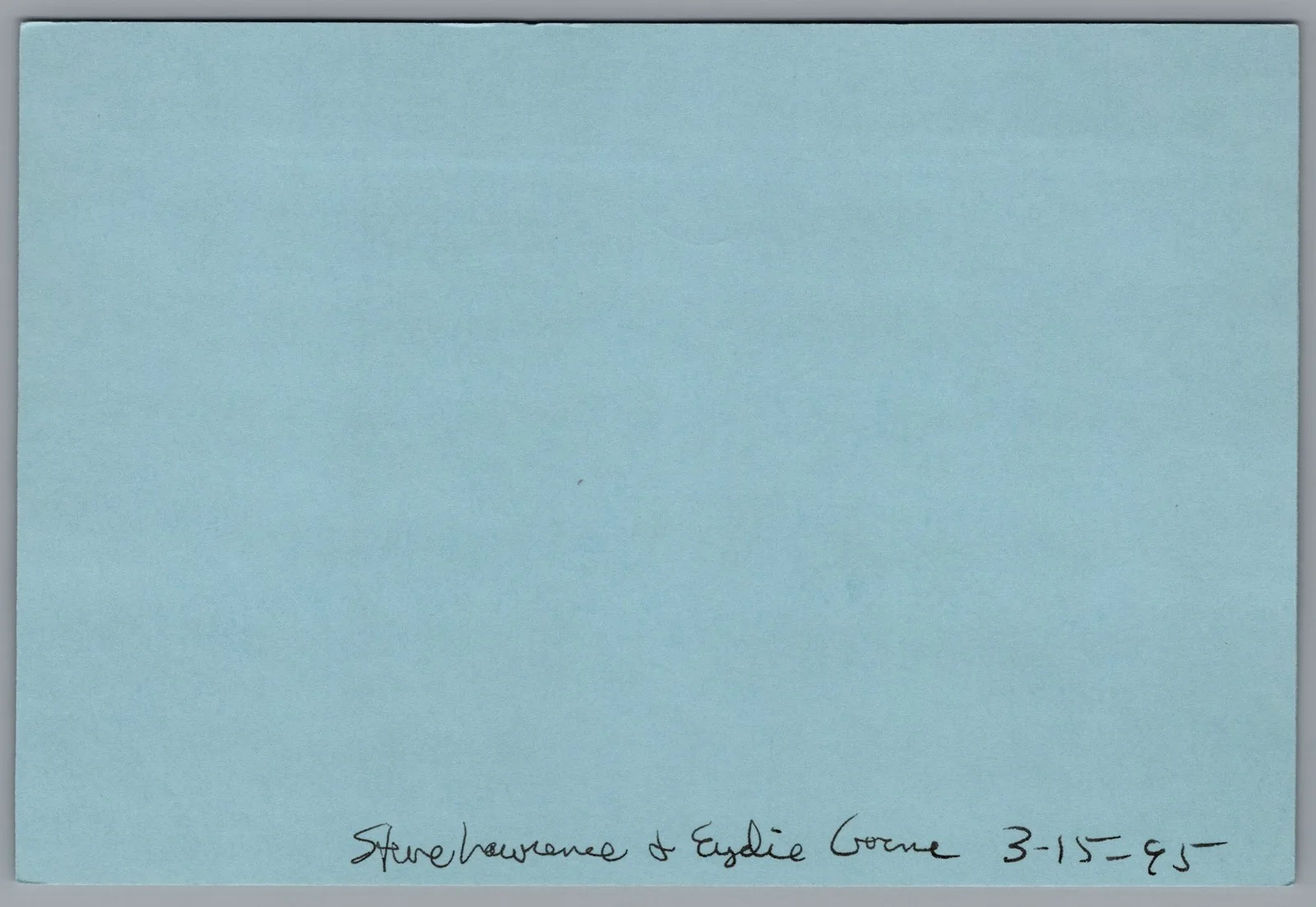 Steve Lawrence Eydie Gorme — Steve Lawrence Eydie Gorme Signed 4x6 Index Card Autographed, image 2