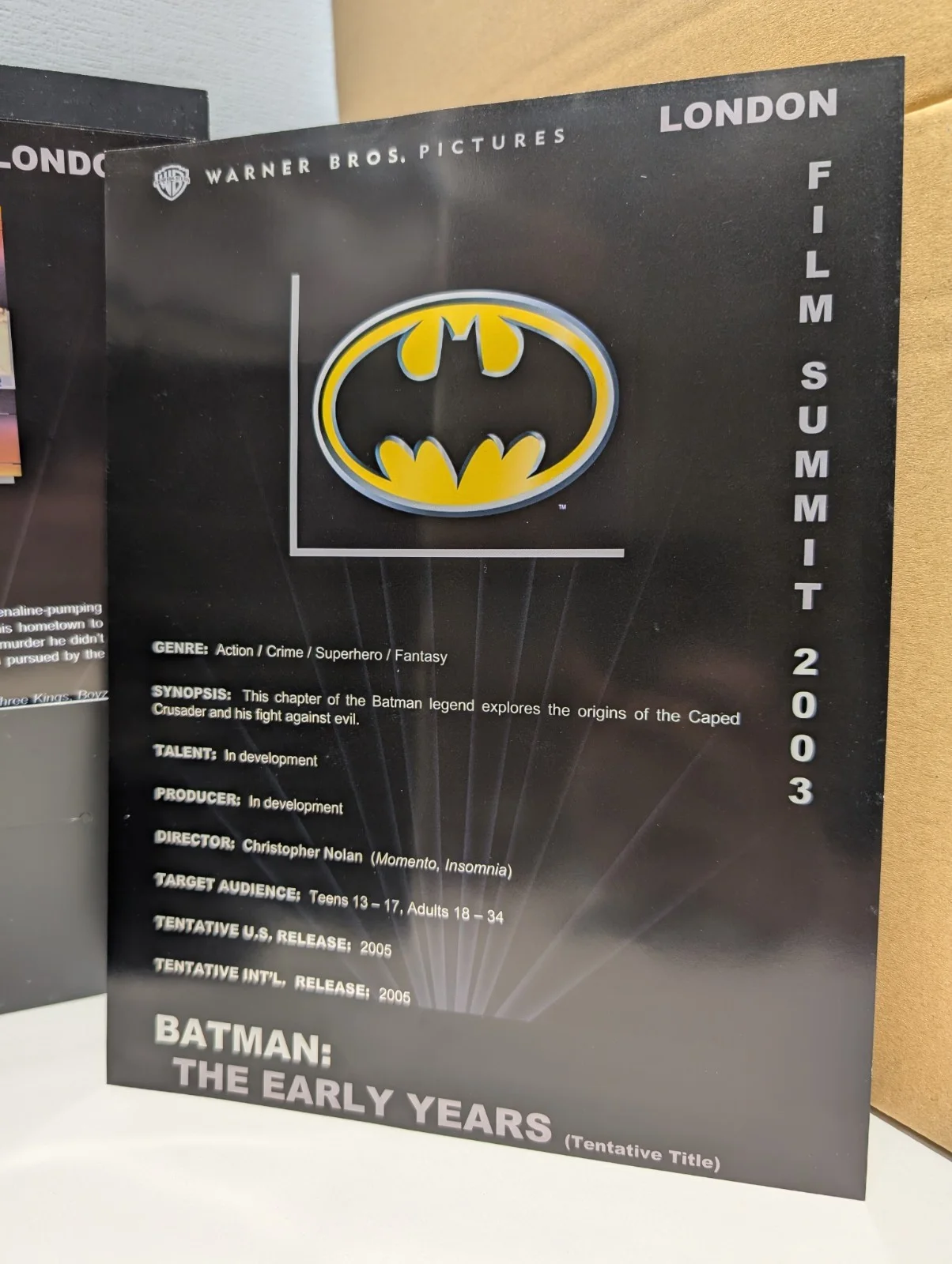 RARE READ London Film Summit Warner Bros Promo Batman Begins ALTERNATIVE TITLE, изображение 3