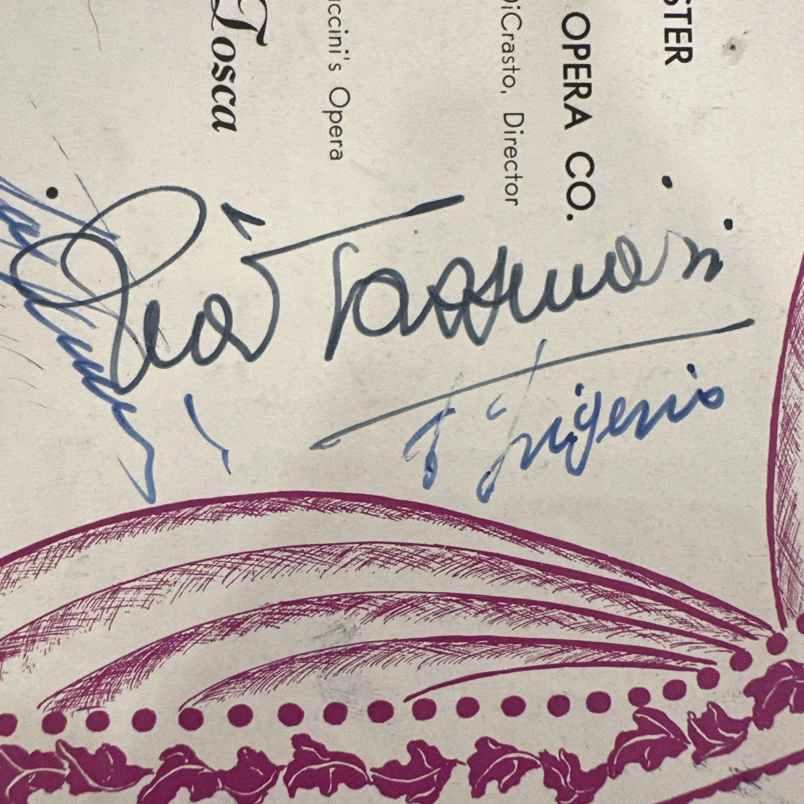 1948 LA TOSCA Playbill Signed Tagliavini, Tassinari & Frigerio RARE OPERA ITEM!!, изображение 3