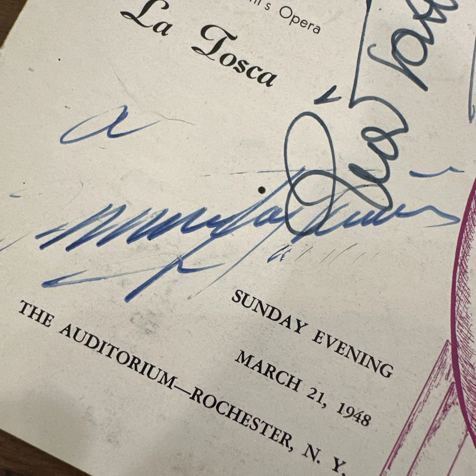 1948 LA TOSCA Playbill Signed Tagliavini, Tassinari & Frigerio RARE OPERA ITEM!!, изображение 5
