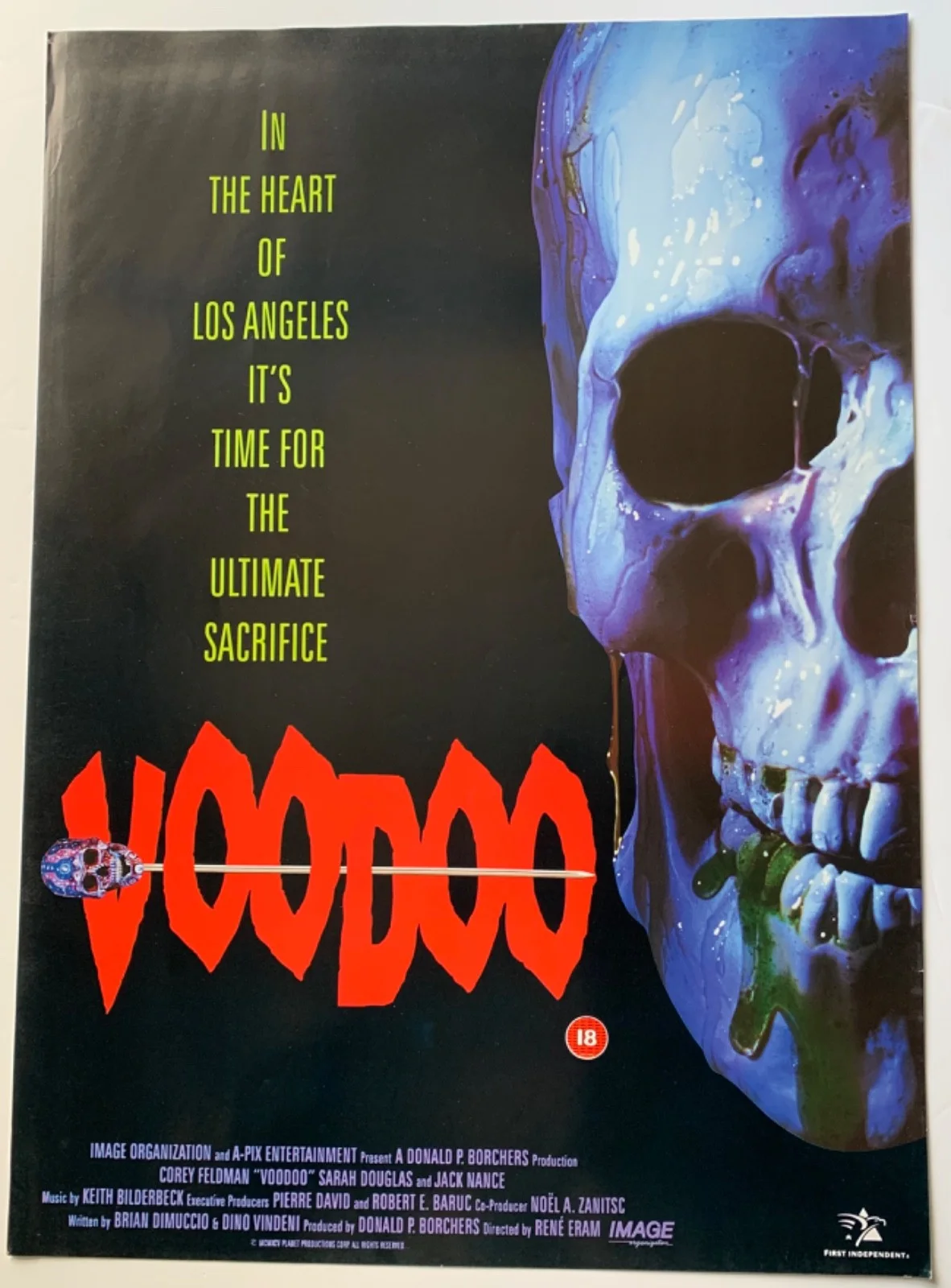 VOODOO / VINTAGE VIDEO FILM HORROR POSTER 1990’S BRITISH ORIGINAL OLD MOVIE PROP, изображение 2