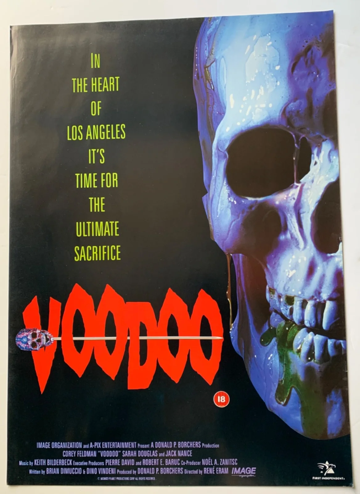 VOODOO / VINTAGE VIDEO FILM HORROR POSTER 1990’S BRITISH ORIGINAL OLD MOVIE PROP, изображение 3