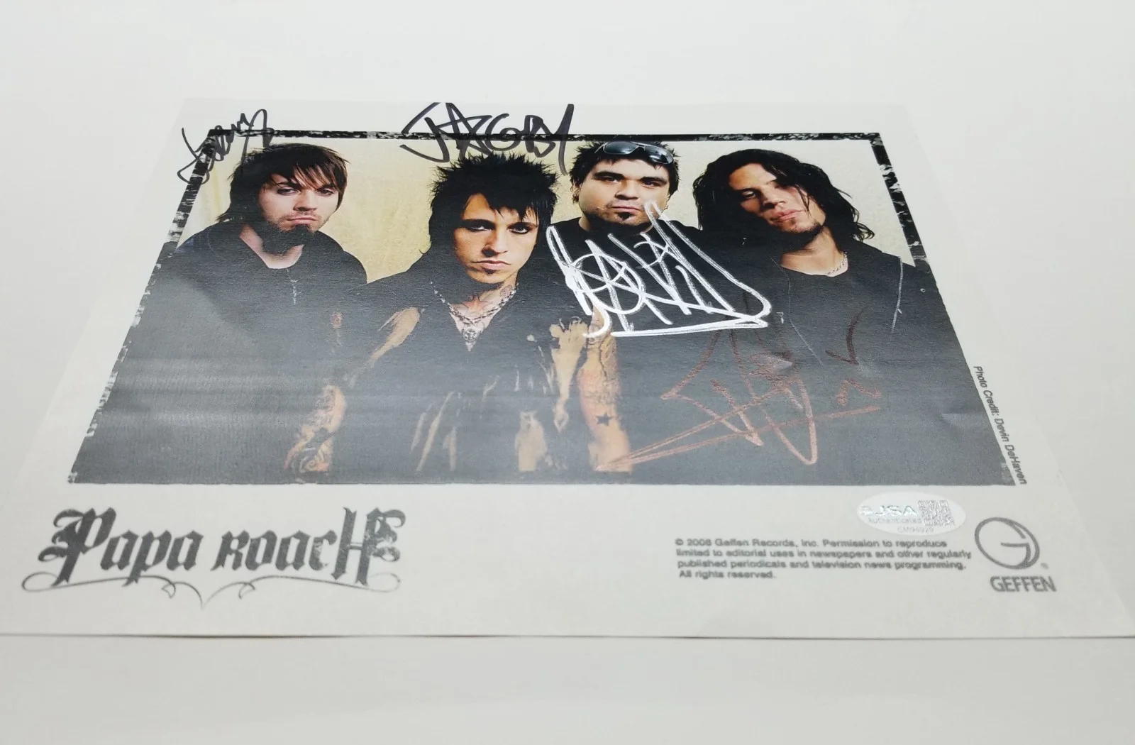 Papa Roach full band SIGNED 2006 Original Promo Photo JSA COA Autograph Jacoby +, изображение 2