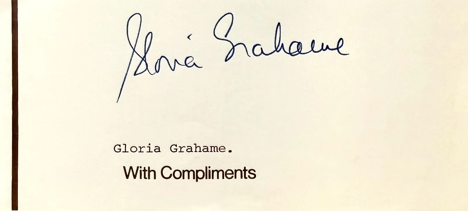 Gloria Grahame — GLORIA GRAHAME Signed Autographed 3x6 PAGE MACAO In a Lonely Place HUMAN DESIRE