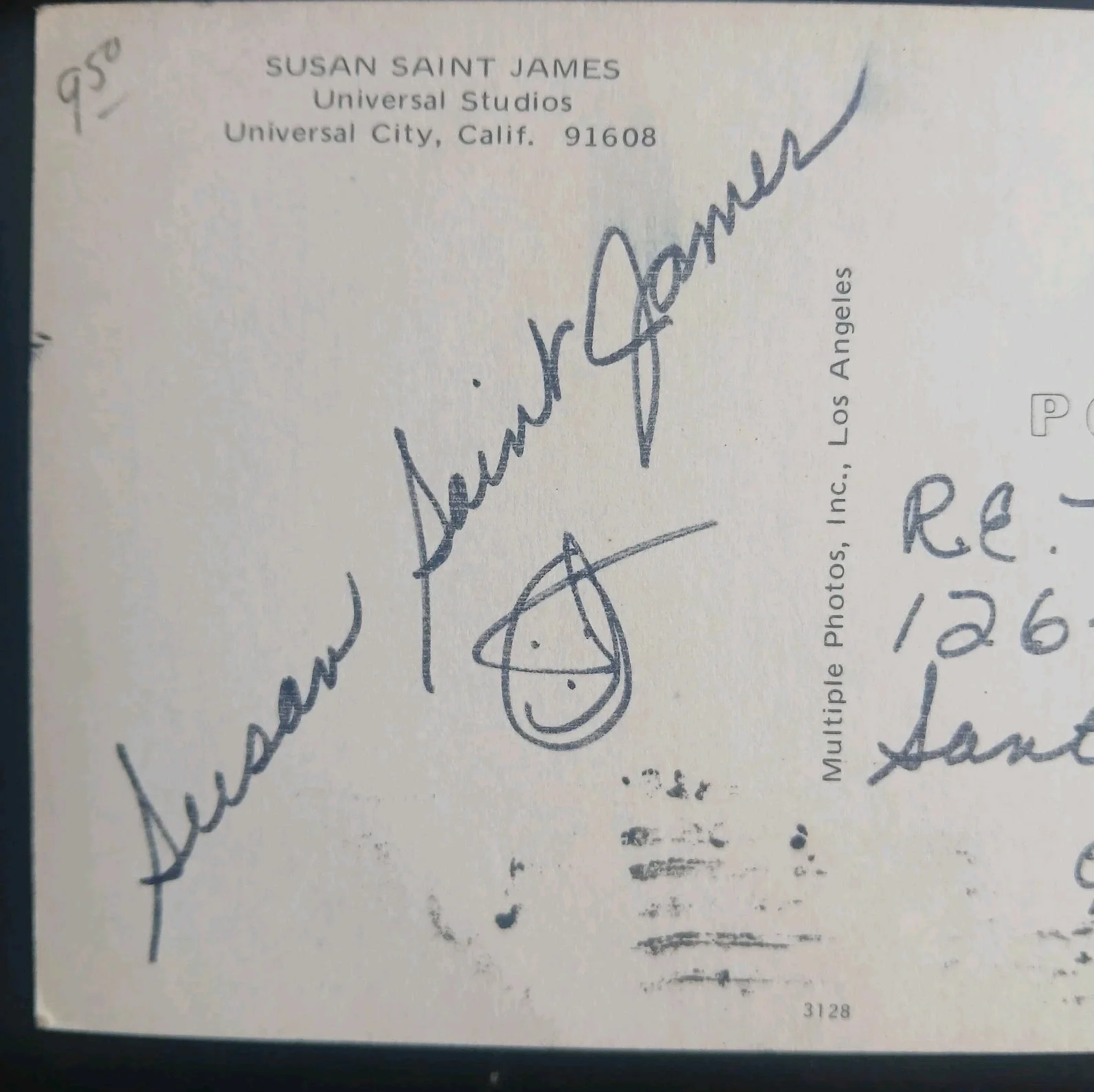 susan saint james — susan st james vintage 1980s signed postcard actress autograph, изображение 5