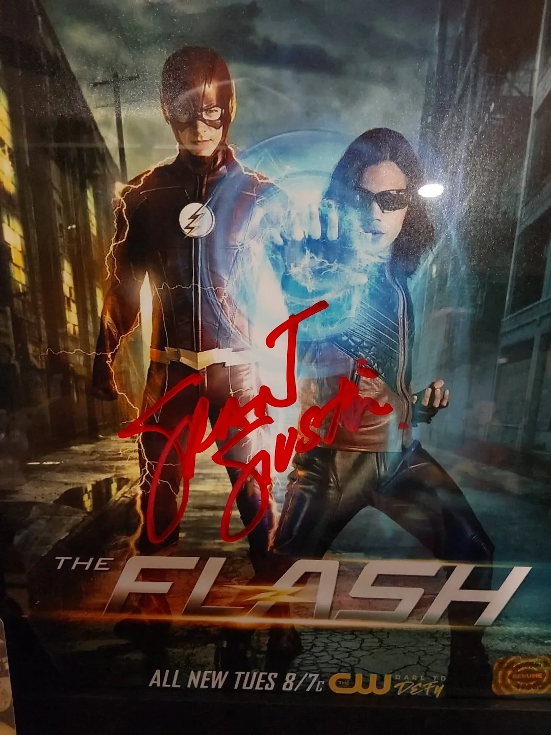 Grant Gustin — Gustin Rare Framed Hand Signed Autographed 10x8 Photo The Flash COA Free Ship, изображение 2