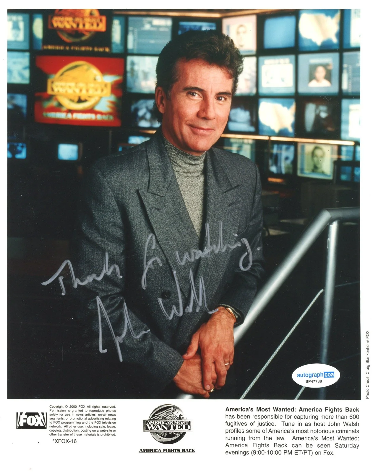 John Walsh — John Walsh "America's Most Wanted" AUTOGRAPH Signed Autographed 8x10 Photo ACOA