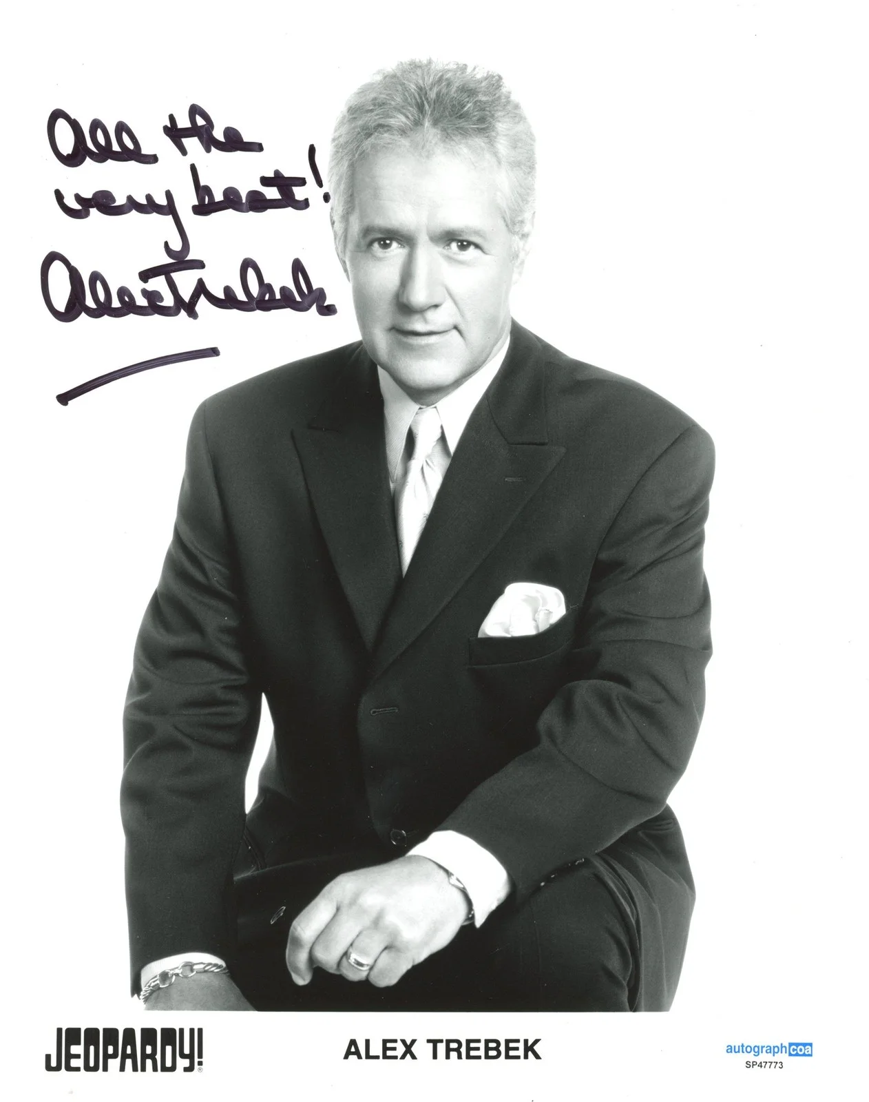 Alex Trebek — Alex Trebek "Jeopardy!" Host AUTOGRAPH Signed Autographed 8x10 Photo ACOA