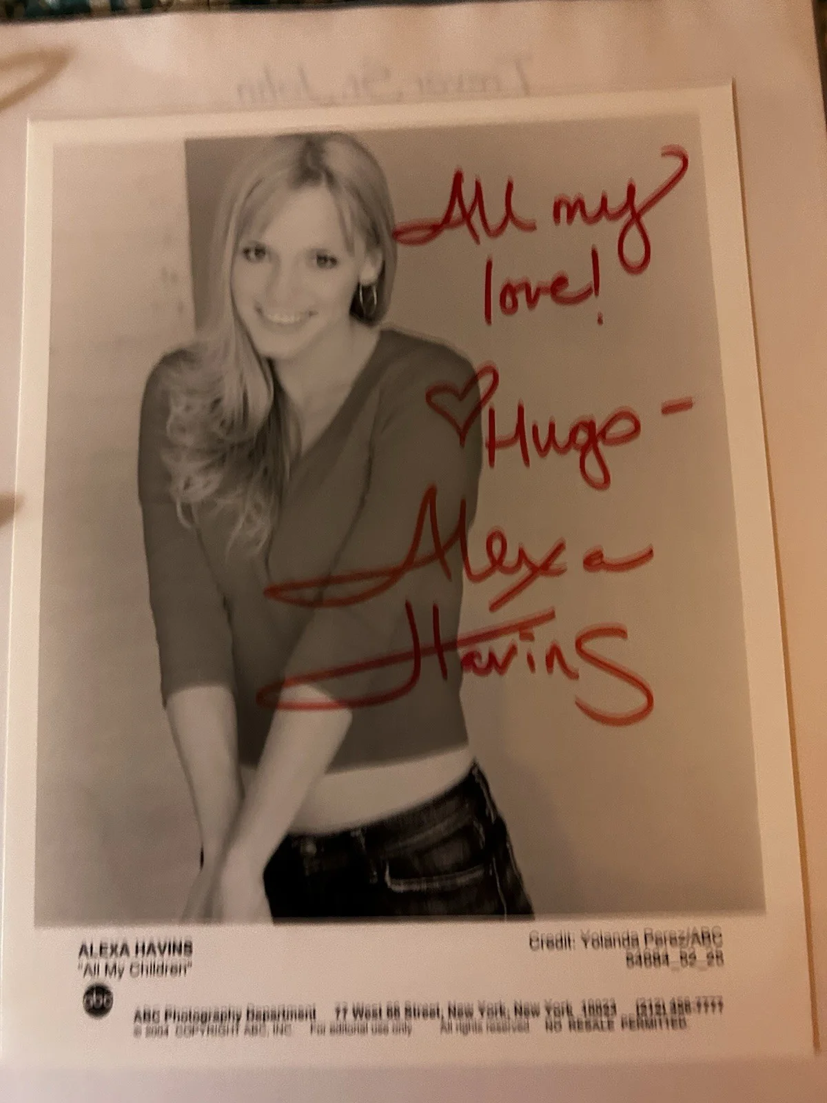 Signed Photo Of Alexa Havins All My Children General Hospital, изображение 2