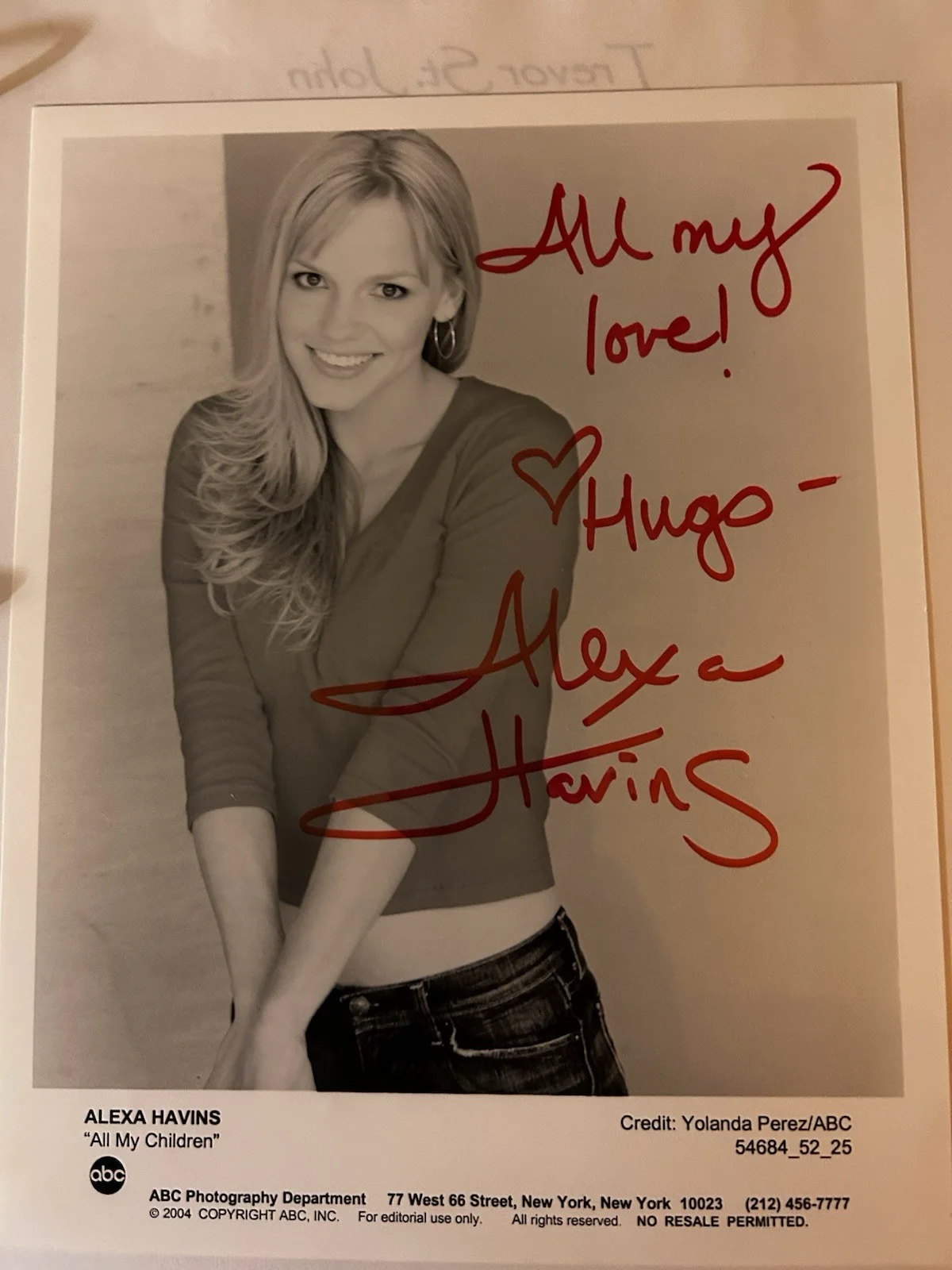 Signed Photo Of Alexa Havins All My Children General Hospital, изображение 3