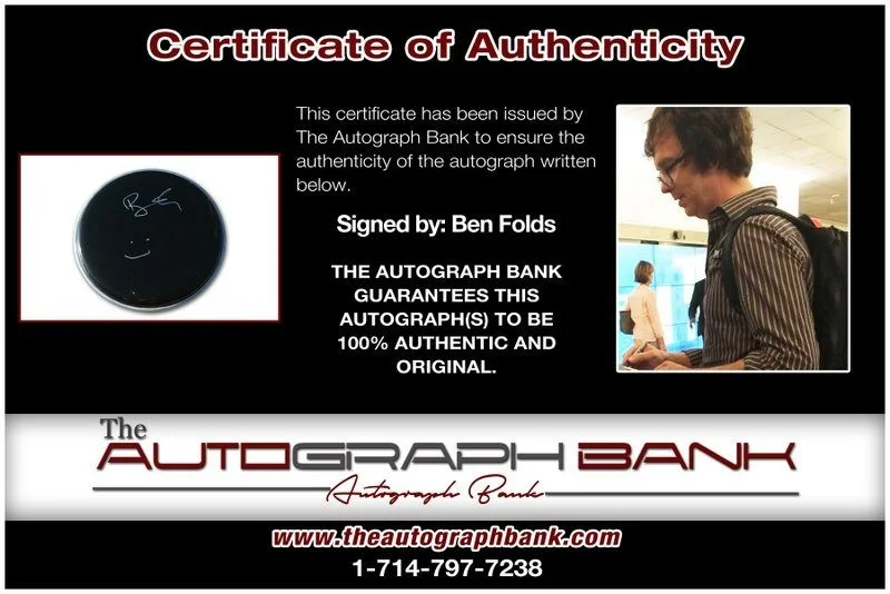 Ben Folds — Ben Folds authentic signed Drumhead W/Certificate Autographed (A1), image 2