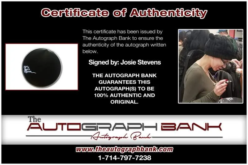 Josie Stevens — Josie Stevens authentic signed rock drumhead W/Certificate Autographed (A0002), image 2