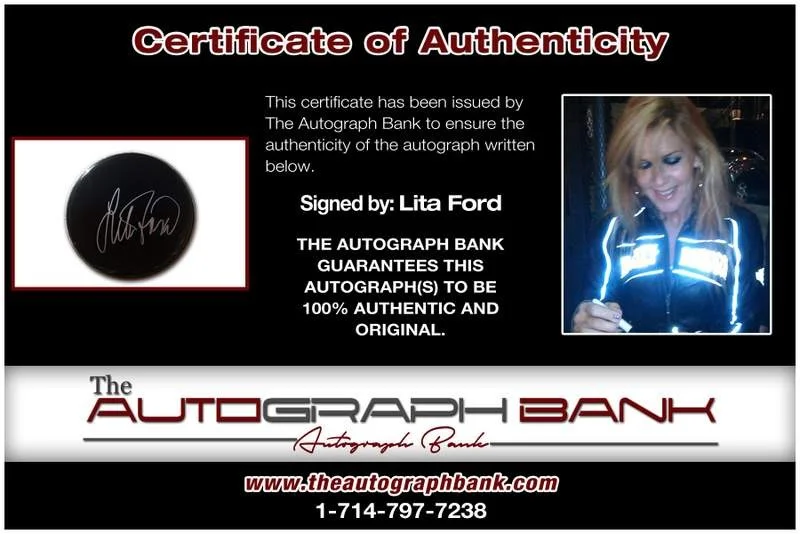 Lita Ford — The Runaways Lita Ford authentic signed rock drumhead W/Cert Autographed A0019, image 2