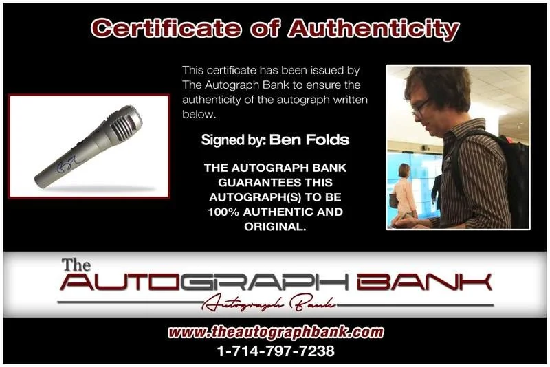 Ben Folds — Ben Folds authentic signed rock microphone W/Certificate Autographed (A0045), изображение 2
