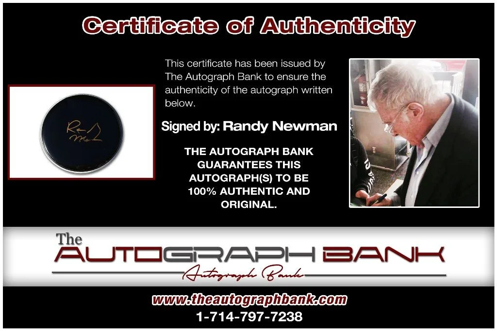 Randy Newman — Randy Newman authentic signed Drumhead W/Certificate Autographed (210DHb), image 2