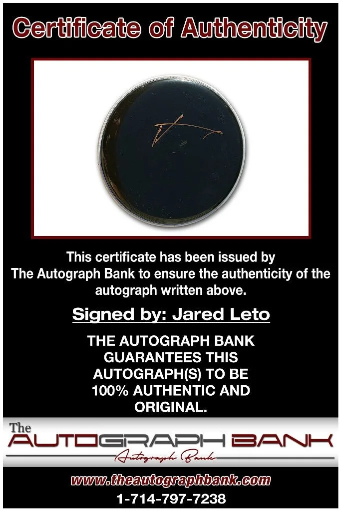 Jared Leto — Jared Leto Thirty Seconds to Mars authentic signed Drumhead |CERT 210DHh, image 2