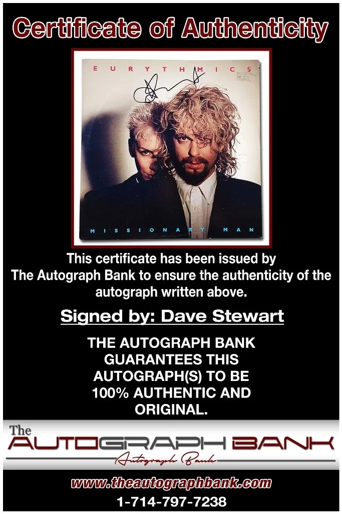 Dave Stewart — Dave Stewart Eurythmics authentic signed Rock Album W/Cert Autographed 225a, image 2