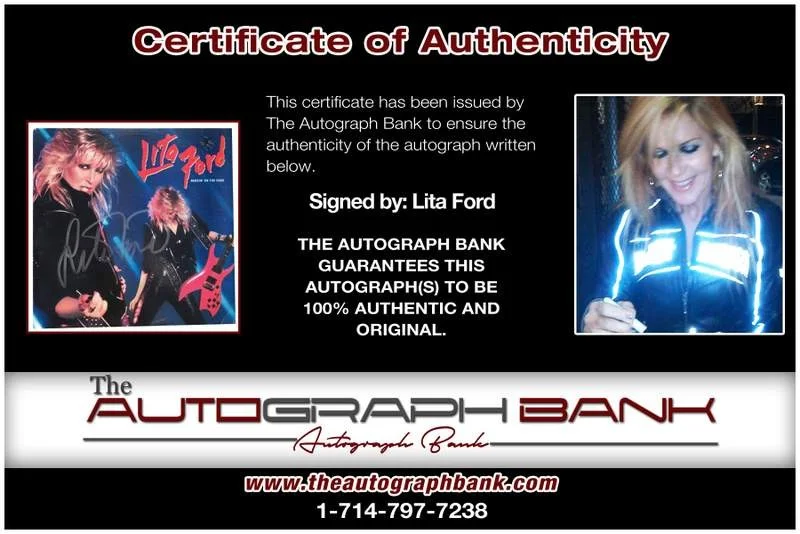 Lita Ford — The Runaways Lita Ford authentic signed rock album W/Cert Autographed A0001, image 2