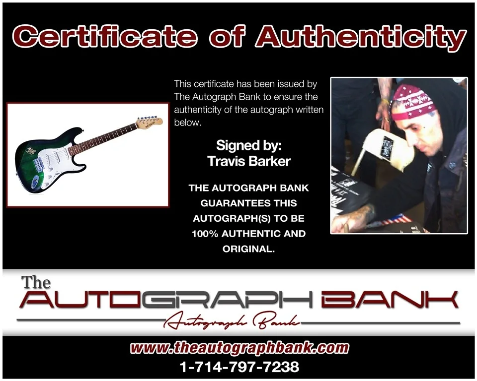 Travis Barker — Travis Barker Blink 182 authentic signed electric guitar W/Cert Autographed BG3, image 2