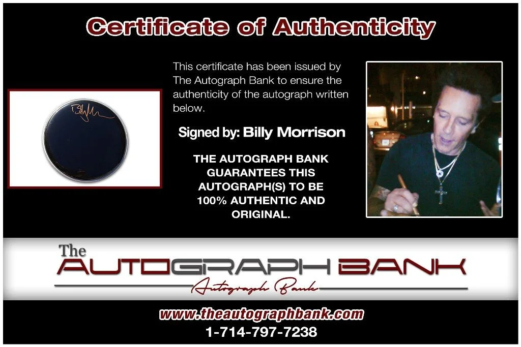 Billy Morrison — Billy Morrison The Cult authentic signed Drumhead W/Cert Autographed 210DHc, image 2