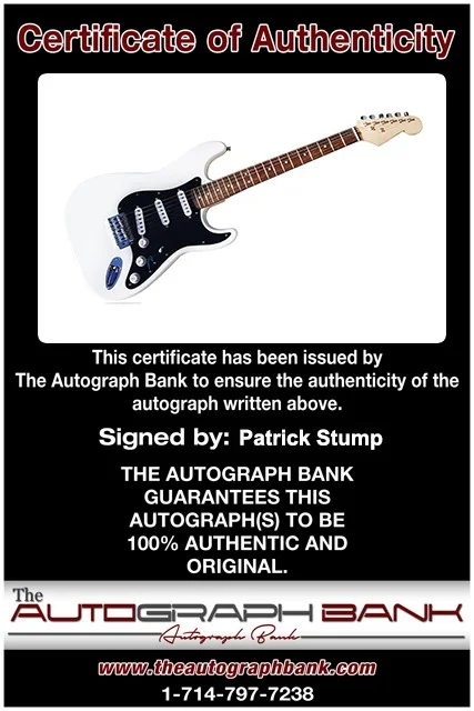 Patrick Stump — Patrick Stump Fall Out Boy signed electric guitar W/Certificate, image 2
