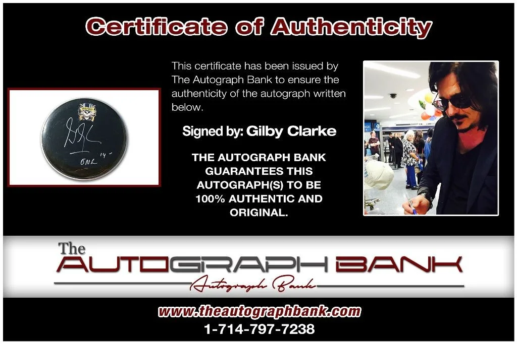 Gilby Clarke — Gilby Clarke Guns N Roses authentic signed Drumhead W/Cert Autographed 210DHb, image 2