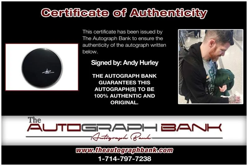 Andy Hurley — Andy Hurley authentic signed rock drumhead W/Certificate Autographed (A0003), image 2