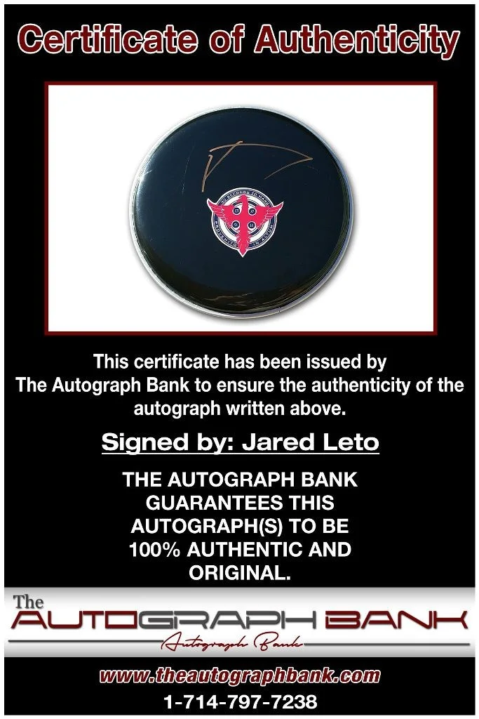 Jared Leto — Jared Leto Thirty Seconds to Mars authentic signed Drumhead |CERT 210DHd, image 2