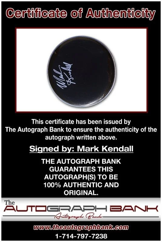 Mark Kendall — Mark Kendall The Great White authentic signed Drumhead W/Cert Autographed A4, image 2
