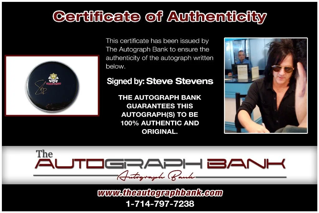 Steve Stevens — Steve Stevens Kings of Chaos authentic signed Drumhead W/Cert Autographed 210DHb, image 2