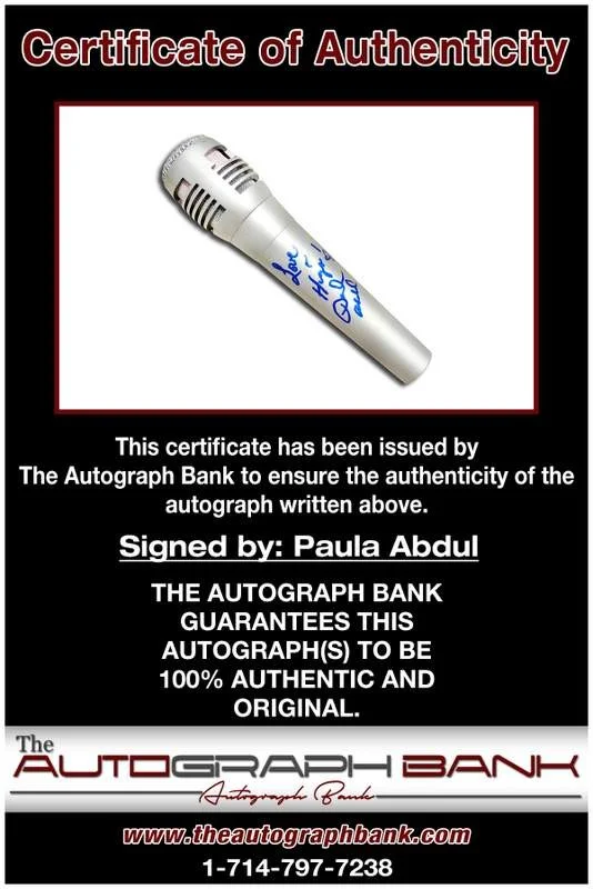 Paula Abdul — Paula Abdul authentic signed rock microphone W/Certificate Autographed (A0001), image 2