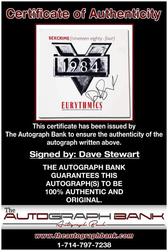 Dave Stewart — Dave Stewart Eurythmics authentic signed Rock Album W/Cert Autographed 23a, image 2
