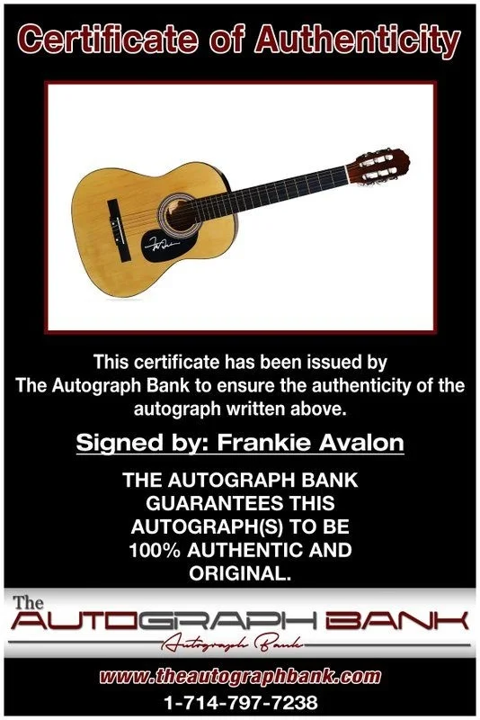Frankie Avalon — Frankie Avalon authentic signed acoustic guitar W/ Certificate Autographed (A), image 2