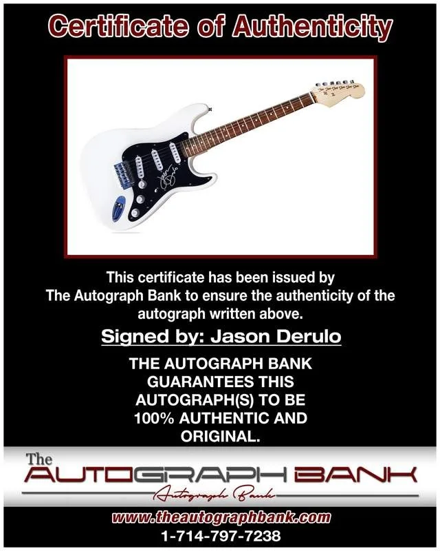 Jason Derulo — Jason Derulo authentic signed rock electric guitar W/Cert Autographed A0001, image 2