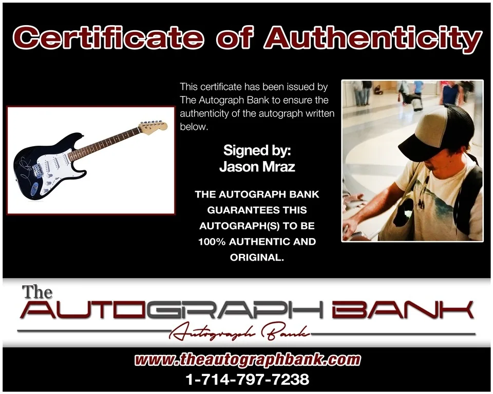 Jason Mraz — Jason Mraz authentic signed electric guitar W/ Certificate Autographed (E2), image 2