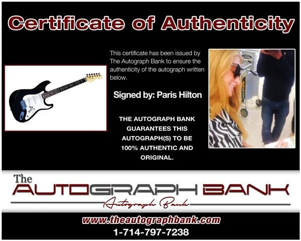 Paris Hilton — Paris Hilton authentic signed electric guitar W/ Certificate Autographed 120a1, image 2