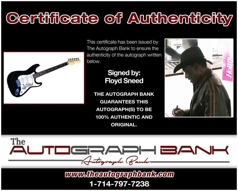 Floyd Sneed — Floyd Sneed Floyd Sneed authentic signed electric guitar |CERT Autograph A0001, image 2