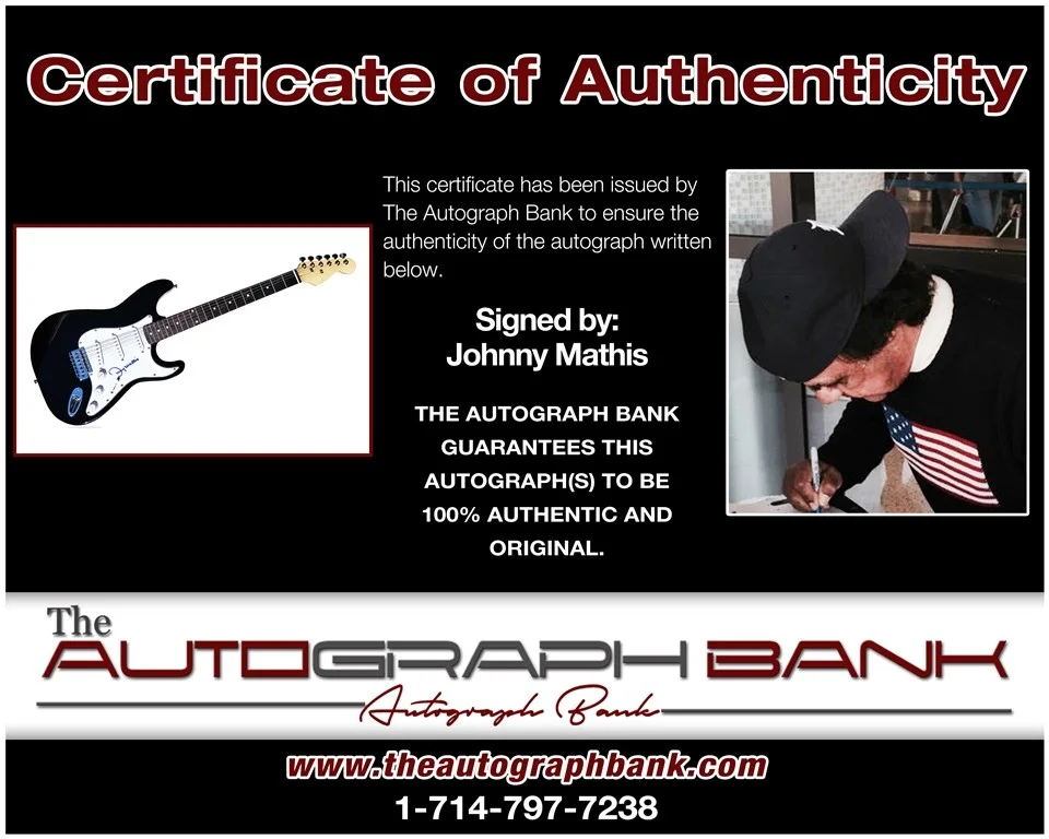 Johnny Mathis — Johnny Mathis authentic signed electric guitar W/ Certificate Autographed (BG2), image 2
