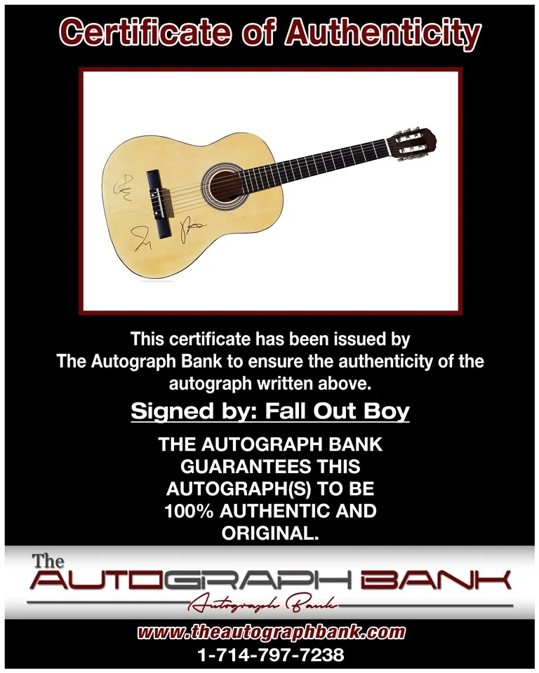 Fall Out Boy — Fall Out Boy Band authentic signed acoustic guitar W/Certificate Autographed AG1, image 2