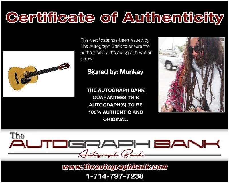 Munky — Munky Korn authentic signed acoustic guitar W/ Certificate Autographed (A), image 2