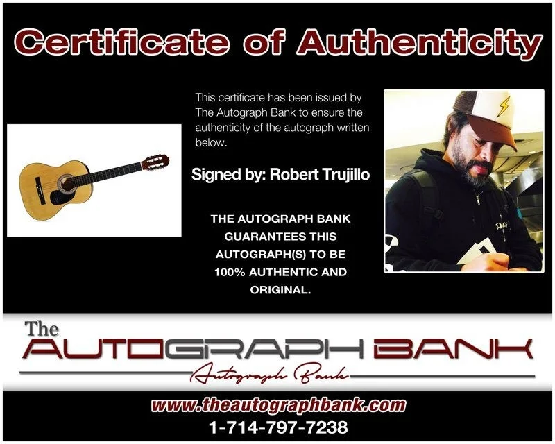 Robert Trujillo — Robert Trujillo authentic signed acoustic guitar W/ Certificate Autographed (A), image 2