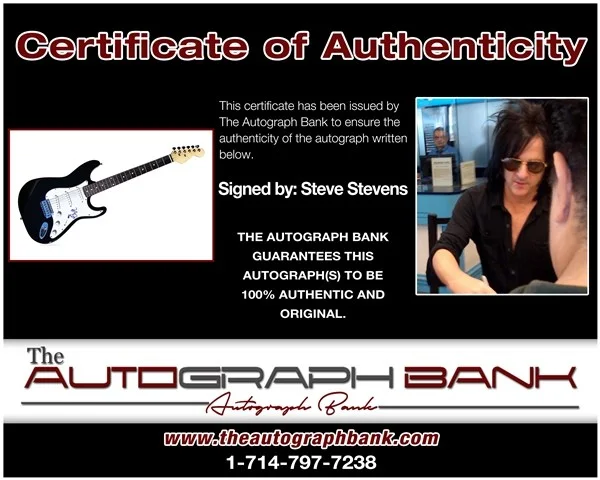 Steve Stevens — Steve Stevens Kings of Chaos, Bozzio Levin Stevens signed guitar w/Cert 125a1, image 2