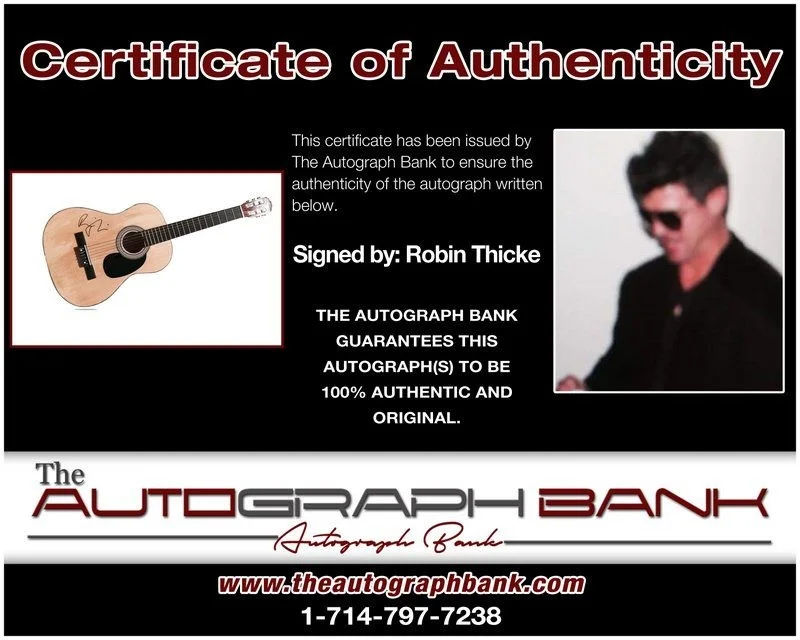 Robin Thicke — Robin Thicke authentic signed acoustic guitar W/ Certificate Autographed (A), image 2